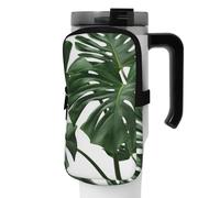 OUSIKA Monstera Leaves - Bolsa para botella de agua con estampado de hojas de mano, bolsa de mano, bolsa de accesorios para bebidas, bolsa con cremallera, bolsa para cinturón para hombres y mujeres,