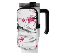 OUSIKA Mount Fuji - Bolsa para botella de agua con estampado de cereza, bolsa de mano, bolsa de mano, bolsa de accesorios para bebidas, bolsa con cremallera, bolsa para cinturón para hombres y