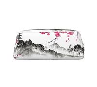 OUSIKA Mount Fuji - Neceser de piel con cereza, neceser de viaje, bolsa de almacenamiento diario para mujer, Gold, Talla única