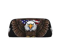 OUSIKA Neceser de piel con diseño de águila patriótica de la bandera de Estados Unidos, neceser de viaje, bolsa de almacenamiento diario para mujeres, Silver, Talla única