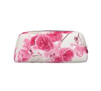 OUSIKA Neceser de piel con diseño de flores rosas, neceser de viaje, bolsa de almacenamiento diario para mujeres, Silver, Talla única