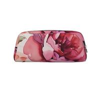 OUSIKA Neceser de piel con diseño de flores y rosas rosas, estuche de viaje para cosméticos, bolsa de almacenamiento diario para mujeres, Silver, Talla única