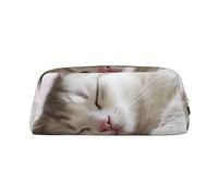 OUSIKA Neceser de piel con diseño de gato durmiendo, neceser de viaje, neceser de cosméticos, bolsa de almacenamiento diario para mujeres, Gold, Talla única