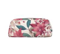 OUSIKA Neceser de piel con diseño de hojas y flores rosadas, bolsa de almacenamiento diario para mujeres, Gold, Talla única