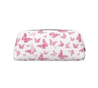 OUSIKA Neceser de piel con diseño de mariposas rosas, neceser de viaje, bolsa de almacenamiento diario para mujeres, Silver, Talla única