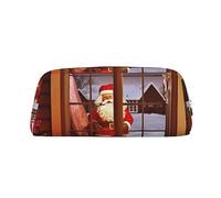 OUSIKA Neceser de piel con diseño de Papá Noel, para colgar en la ventana, neceser de viaje, bolsa de almacenamiento diario para mujer, Silver, Talla única