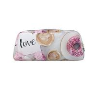 OUSIKA Neceser de piel con diseño de rosas, donas rosas, bolsa de almacenamiento diario para mujeres, Silver, Talla única
