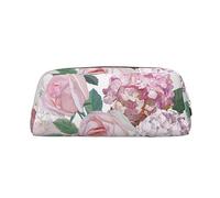 OUSIKA Neceser de viaje de piel con hortensias y rosas rosas, bolsa de almacenamiento diario para mujeres, Gold, Talla única