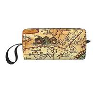 OUSIKA Old Treasure Map - Bolsas de cosméticos para mujer, bolsa de maquillaje portátil, bolsa de almacenamiento de viaje, bolsa de recepción diaria, bolsa de aseo de gran capacidad, color blanco,