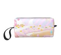 OUSIKA Pink Candy Land - Bolsas de cosméticos para mujer, bolsa de maquillaje portátil, bolsa de almacenamiento de viaje, bolsa de recepción diaria, bolsa de aseo de gran capacidad, color blanco,