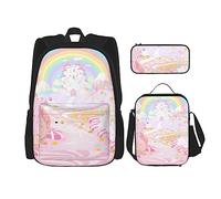 OUSIKA Pink Candy Land Print - Mochila casual de 3 piezas para el almuerzo, estuche para lápices, juego de viaje, rosa, talla única, mochila casual, viajes, Pink, Talla única, Mochila, casual, viaje