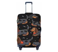 OUSIKA Protector de equipaje lavable y elástico para maleta, protector de maleta con texto en inglés "I Love My Dog" Dachshunds, antiarañazos, para equipaje de viaje de 45,7 a 81,3 cm, Black, M