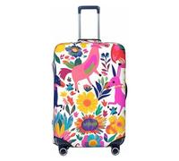 OUSIKA Protector de equipaje lavable y elástico, protector de maleta, animales otomíes mexicanos, funda antiarañazos, para equipaje de viaje de 18 a 32 pulgadas, Black, M