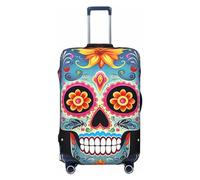 OUSIKA Protector de equipaje lavable y elástico, protector de maleta, calaveras de azúcar, funda de maleta, funda antiarañazos para equipaje de viaje, se adapta a protectores de equipaje de 18 a 32