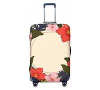 OUSIKA Protector de equipaje lavable y elástico, protector de maleta, círculo plano, floral, corona de primavera, funda para maleta, funda antiarañazos para equipaje de viaje de 45 a 81 cm, Black, XL