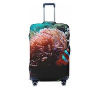 OUSIKA Protector de equipaje lavable y elástico, protector de maleta, color coral y peces, antiarañazos, para equipaje de viaje de 18 a 32 pulgadas, Black, XL