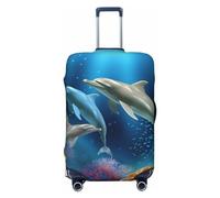 OUSIKA Protector de equipaje lavable y elástico, protector de maleta, delfines subacuáticos, peces de coral, funda antiarañazos, para equipaje de viaje, se adapta a protectores de equipaje de 18 a 32