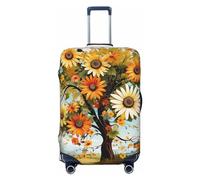 OUSIKA Protector de equipaje lavable y elástico, protector de maleta, diseño de árbol floral con margaritas, girasoles, mariposas, funda para maleta, funda antiarañazos, para equipaje de viaje de 18 a