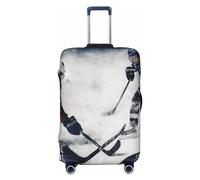 OUSIKA Protector de equipaje lavable y elástico, protector de maleta, funda para maleta de hockey sobre hielo, funda antiarañazos, para equipaje de viaje de 18 a 32 pulgadas, Black, L