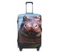 OUSIKA Protector de equipaje lavable y elástico, protector de maleta, lindo hipopótamo, antiarañazos, para equipaje de viaje, se adapta a protectores de equipaje de 18 a 32 pulgadas, Black, S