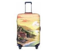 OUSIKA Protector de equipaje lavable y elástico, protector de maleta, paisaje costero, funda antiarañazos, funda de equipaje de viaje, se adapta a protectores de equipaje de 18 a 32 pulgadas, Black, S