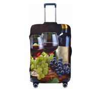 OUSIKA Protector de equipaje lavable y elástico, protector de maleta, protector artístico de vino tinto y uvas, funda de maleta, funda antiarañazos para equipaje de viaje, se adapta a protectores de