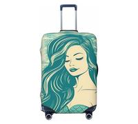 OUSIKA Protector de equipaje lavable y elástico, protector de maleta retro de sirena, antiarañazos, para equipaje de viaje, se adapta a protectores de equipaje de 18 a 32 pulgadas, Black, S