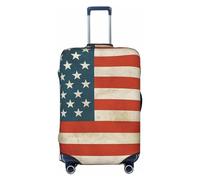 OUSIKA Protector de equipaje lavable y elástico, protector de maleta vintage con bandera de Estados Unidos, antiarañazos, para equipaje de viaje de 18 a 32 pulgadas, Black, S