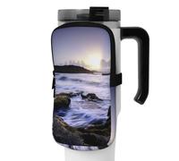 OUSIKA Puerto Rico - Bolsa de mano para botella de agua con estampado de playa, bolsa de mano, bolsa de accesorios para bebidas, bolsa con cremallera, bolsa para cinturón para hombres y mujeres,