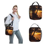 OUSIKA Seashore Trees - Bolsa de almuerzo para mujeres y hombres, reutilizable, aislada, bolsa de almuerzo de viaje, bolsa de almuerzo portátil para el trabajo, picnic, camping