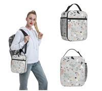OUSIKA Terrazzo - Lonchera de mármol pastel para mujeres y hombres, reutilizable, aislada, bolsa de almuerzo de viaje, bolsa de almuerzo portátil, bolsa de almuerzo para el trabajo, picnic, camping