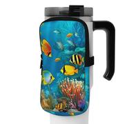 OUSIKA The Underwater World - Bolsa para botella de agua con estampado de peces tropicales, bolsa de mano, bolsa de mano, bolsa de accesorios para bebidas, bolsa con cremallera, bolsa para cinturón