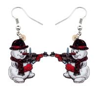 OUSIO Adorables pendientes de muñeco de nieve para el día de Navidad, diseño de muñeco de nieve, diseño de violín, guitarra, muñeco de nieve, joyería para mujeres, regalos de vacaciones, Medium,