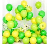 Ousuga Globos Amarillos Verdes, 30 Piezas 12 Pulgadas Globos Amarillo Verde Lima Mate Confeti Globo con Cinta para Niñas Cumpleaños Aniversario Boda Baby Shower Bautismo Hawaii Dinosaurio Fiesta Decor