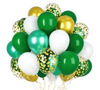 Ousuga Globos Oro Blanco Verde 50 Piezas 12 Pulgadas con Confeti Metalizado, para Bodas Cumpleaños Navidad Año Nuevo Aniversario Bautizo Fiestas Decoración