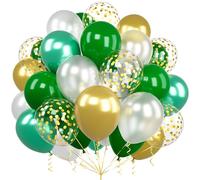 Ousuga Globos Oro Verde, 60 Piezas 12 Pulgadas Globos Blanco Verde Oscuro Verdi Oro Metalizados Confeti para Niños Mujeres Fiesta Cumpleaños Navidad Fútbol Bautizo Aniversario Baby Shower Decoraciones
