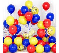 Ousuga Globos Rojo Amarillo Azul, 30 Piezas 12 Pulgadas Real Azul Mate Amarillo Rojo Confeti Globo para Niños Hombres Mujeres Cumpleaños Carnaval Baby Shower Compromiso Graduación Fiesta Decoracións