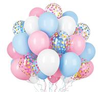 Ousuga Globos Rosa Azul 50 Piezas 12 Pulgadas con Confeti, para Revelación de Género Cumpleaños Niña Bautizo Comunión Graduación Decoración