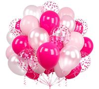 Ousuga Globos Rosa Pastel, 60 Piezas 12 Pulgadas Globos Rosa Caliente Perla Rosa Confeti Globos para Niñas Mujer Fiesta Cumpleaños Bodas Bautismo Baby Shower Aniversarios San Valentí Decoraciones