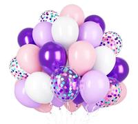 Ousuga Globos Rosa Púrpura 50 Piezas 12 Pulgadas con Confeti Metalizado, para Cumpleaños Chicas Bodas Bautizo Decoración