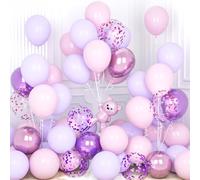 Ousuga - Juego de 30 globos de látex de confeti rosa y morado, de 12 pulgadas, para niñas y mujeres, cumpleaños, baby shower, boda, aniversario, compromiso, fiesta