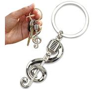 Ousuwo 1 llavero de micrófono de aleación plateada, accesorio de instrumento de música, llavero colgante y dije de bolsa para entusiastas de la música