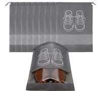 Ousuwo 10 bolsas grandes para zapatos de viaje, con ventana transparente y cordón, organizadores de almacenamiento no tejidos, a prueba de polvo, para maleta y uso doméstico (gris)