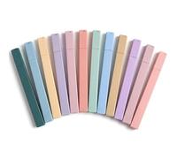 Ousuwo 12 unidades de rotuladores fluorescentes en colores pastel, con punta biselada suave que no mancha, rotuladores fluorescentes para la Biblia con cuerpo cuadrado para tomar notas.