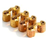 Ousuwo 4 bisagras ocultas de latón de alta calidad, bisagras de cobre ocultas ultrafinas para joyeros y cajas de regalo de madera, apertura suave de 180°, M8 x 18 mm