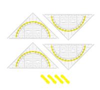 Ousuwo Juego de 4 reglas triangulares de medición multifuncionales, cuadradas con asa, diseño transplástico flexible inastillable para estudiantes, oficina y diseñador, herramientas de dibujo y dibujo