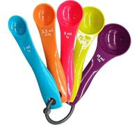 Ousuwo Juego de 5 cucharas medidoras, cucharas dosificadoras de diferentes capacidades con cuchara de plástico colorida