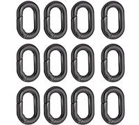 Ousuwo Paquete de 12 mosquetones ovalados de resorte, pequeños clips de mosquetón de metal con acabado negro con llavero para accesorios de bolsa, ropa, viajes, mochila, equipo de camping y