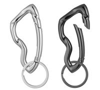 Ousuwo Paquete de 2 llaveros con mosquetón de resorte de hacha de guerra con anillos planos de 30 mm, llaveros de metal estilo Y2K, duraderos y elegantes para llaves, bolsas y equipo al aire libre