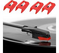 Ousuwo Paquete de 4 agujas de tocadiscos de rubí, aguja de alto rendimiento para tocadiscos de repuesto | Lápiz capacitivo universal para mejorar la calidad de sonido y durabilidad
